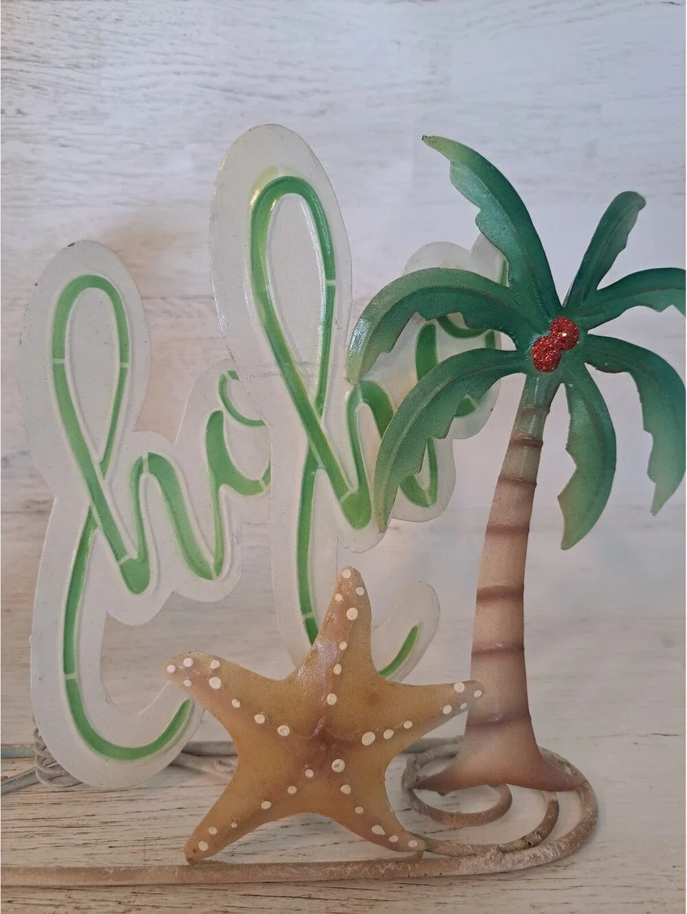 Santa Ho Ho Freestanding Palm Tree Tropical Costal Beach Christmas Holiday